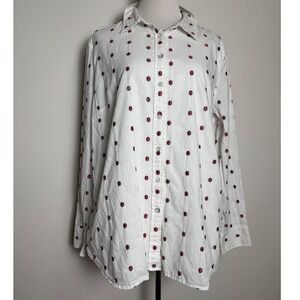Talbots Womens Button Up Shirt XL Americana Cotton Preppy Coastal Long Sleeve